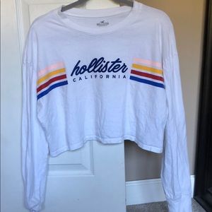 Hollister cropped long sleeve with velvet logo.
